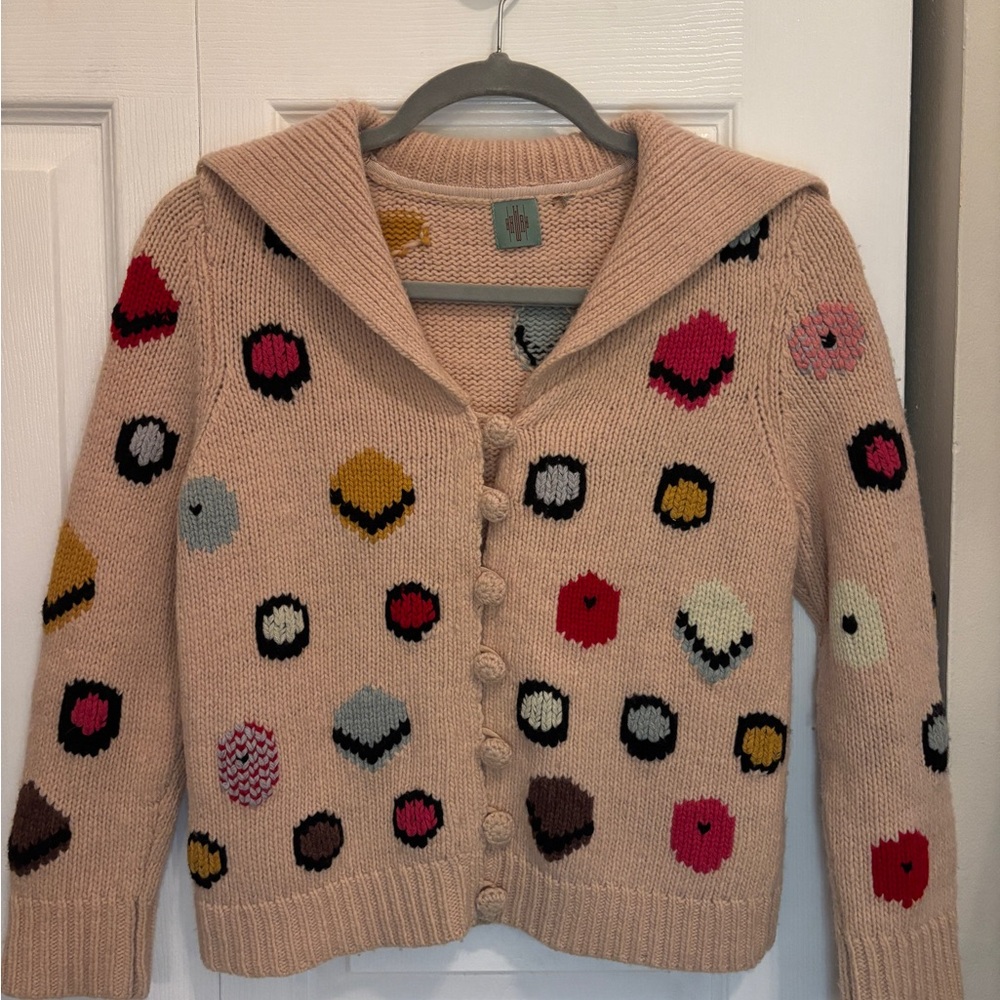 Chunky Dot Knit Cardigan in Blush Pink
